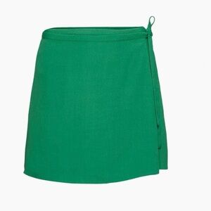 Aritzia Sunday Best Dawson Green Wrap Mini Skirt Tie Waist